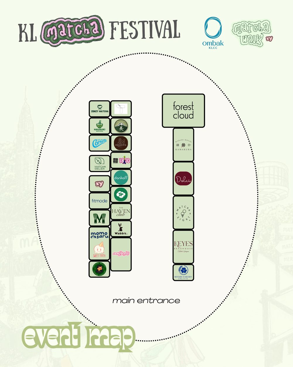 KL Matcha Festival event map showing vendor booths