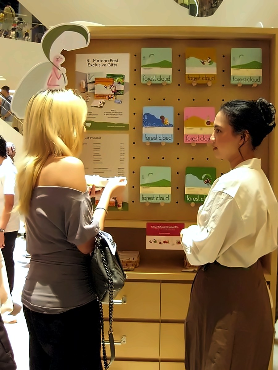 Guests browsing the matcha sampling wall at MATCHAWALK