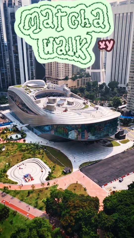 Ombak KLCC from the air with the Matchawalk logo