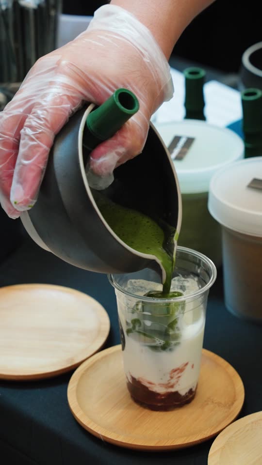 Matcha being poured at MATCHAWALK